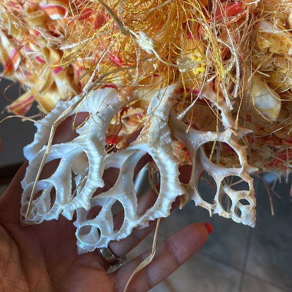 UNIQUE HANDMADE boho chunky Rag Knitted yellow shoulder bag genuine shells - Picture 6 of 17